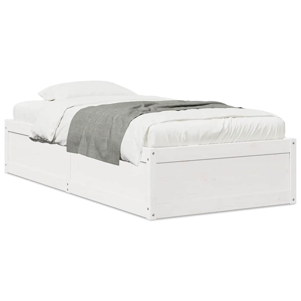 Letto senza Materasso Bianco 90x190 cm in Legno Massello Pino | homemem39