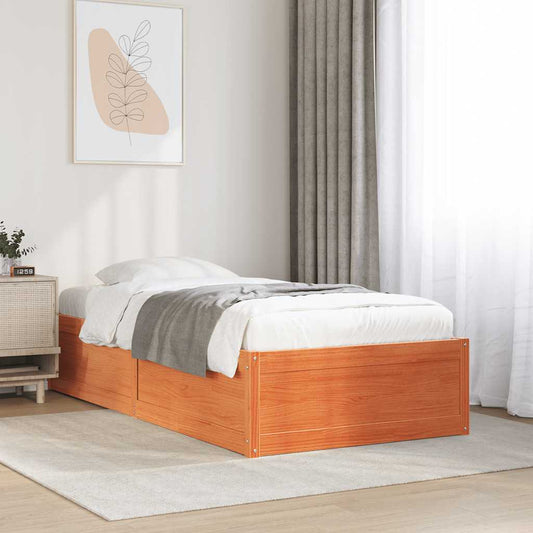 Letto senza Materasso Marrone Cera 90x190 cm in Legno di Pino | homemem39