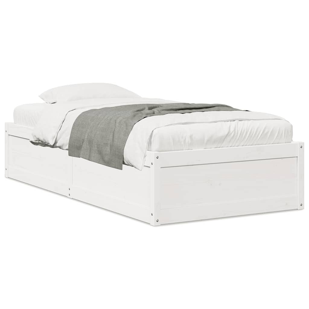 Letto senza Materasso Bianco 75x190 in Legno Massello di Pino | homemem39