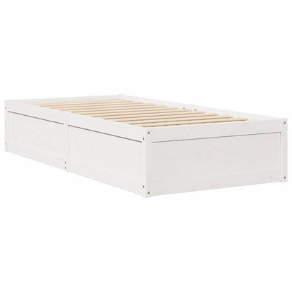 Letto senza Materasso Bianco 75x190 in Legno Massello di Pino | homemem39