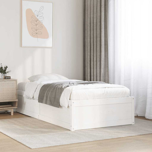 Letto senza Materasso Bianco 75x190 in Legno Massello di Pino | homemem39