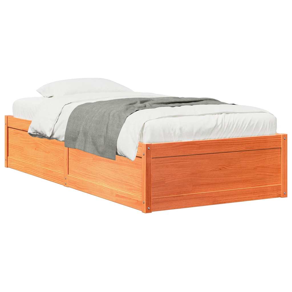 Letto senza Materasso Marrone Cera 75x190 cm in Legno di Pino | homemem39