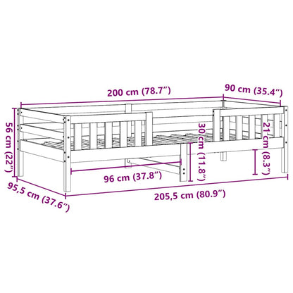 Letto senza Materasso 90x200 cm in Legno Massello di Pino | homemem39