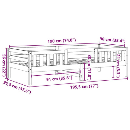 Letto senza Materasso 90x190 cm in Legno Massello di Pino | homemem39
