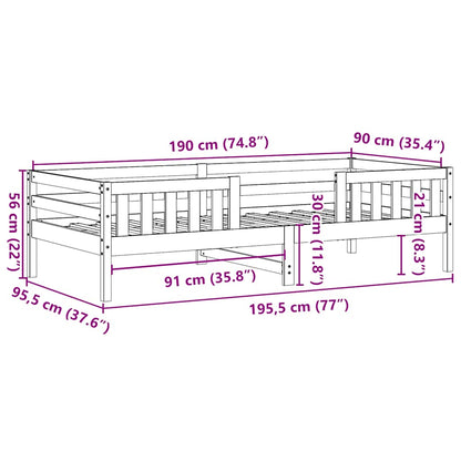 Letto senza Materasso Marrone Cera 90x190 cm in Legno di Pino | homemem39