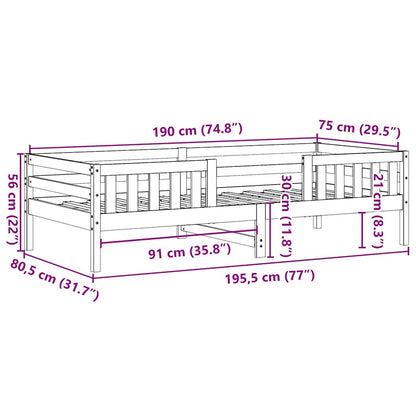Letto senza Materasso 75x190 cm in Legno Massello Pino | homemem39