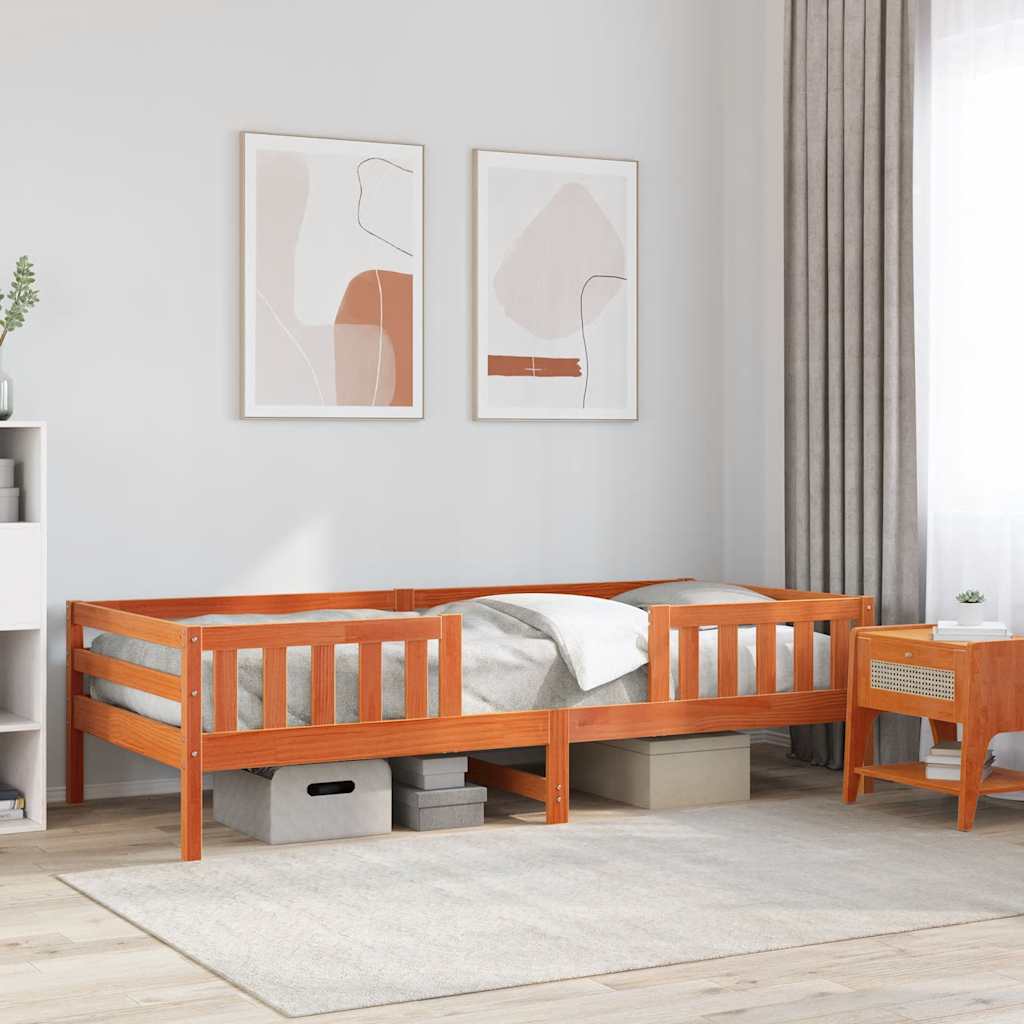 Letto senza Materasso Marrone Cera 75x190 cm in Legno di Pino | homemem39