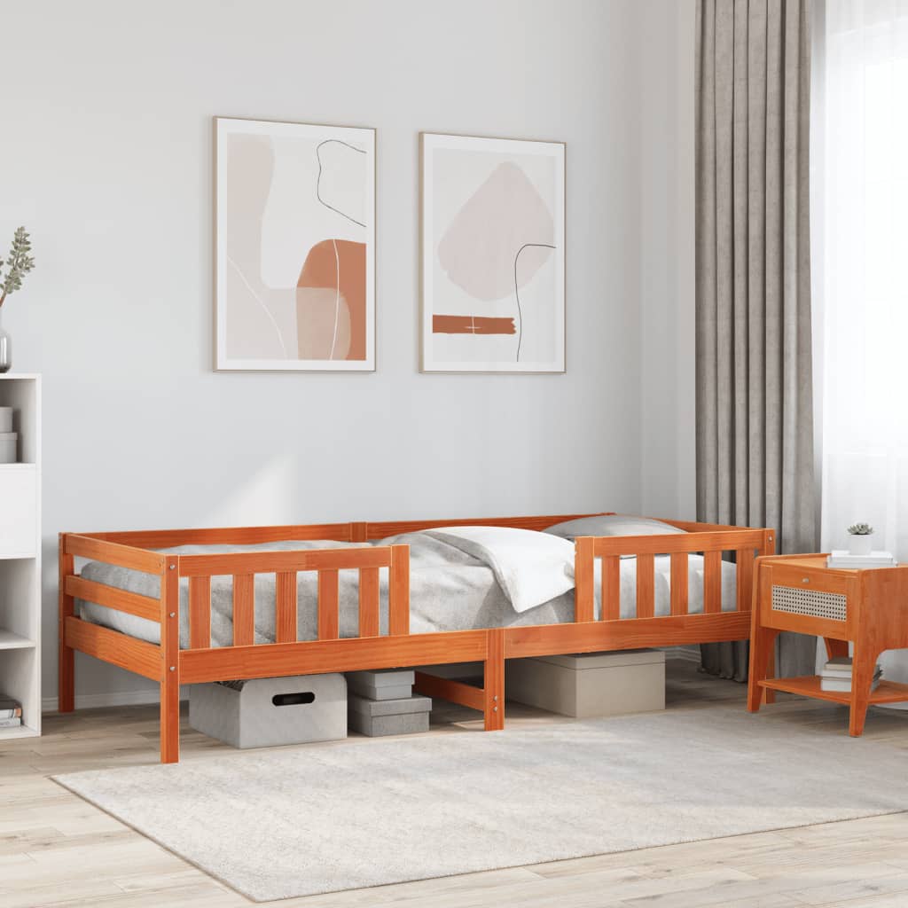 Letto senza Materasso Marrone Cera 75x190 cm in Legno di Pino - homemem39