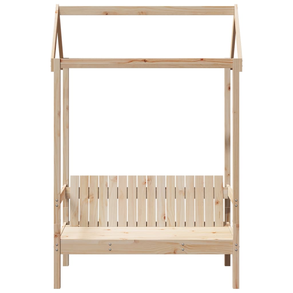 Bench with Roof 117.5x70x176.5 cm in Solid Pine Wood