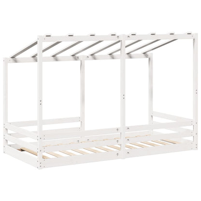 Letto Bambini con Tetto Bianco 100x200 cm Legno Massello Pino - homemem39