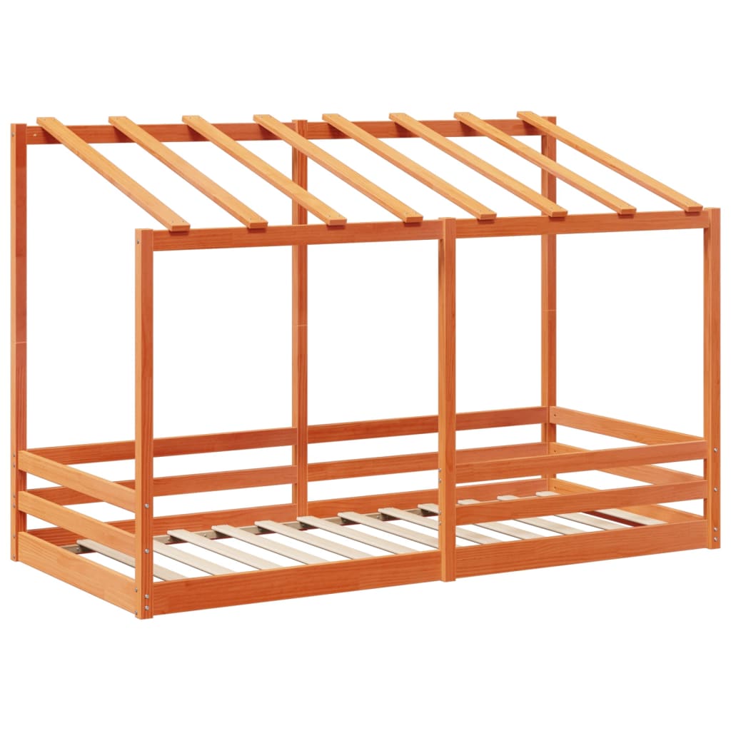 Letto Bambini con Tetto Marrone Cera 100x200 cm Massello Pino - homemem39