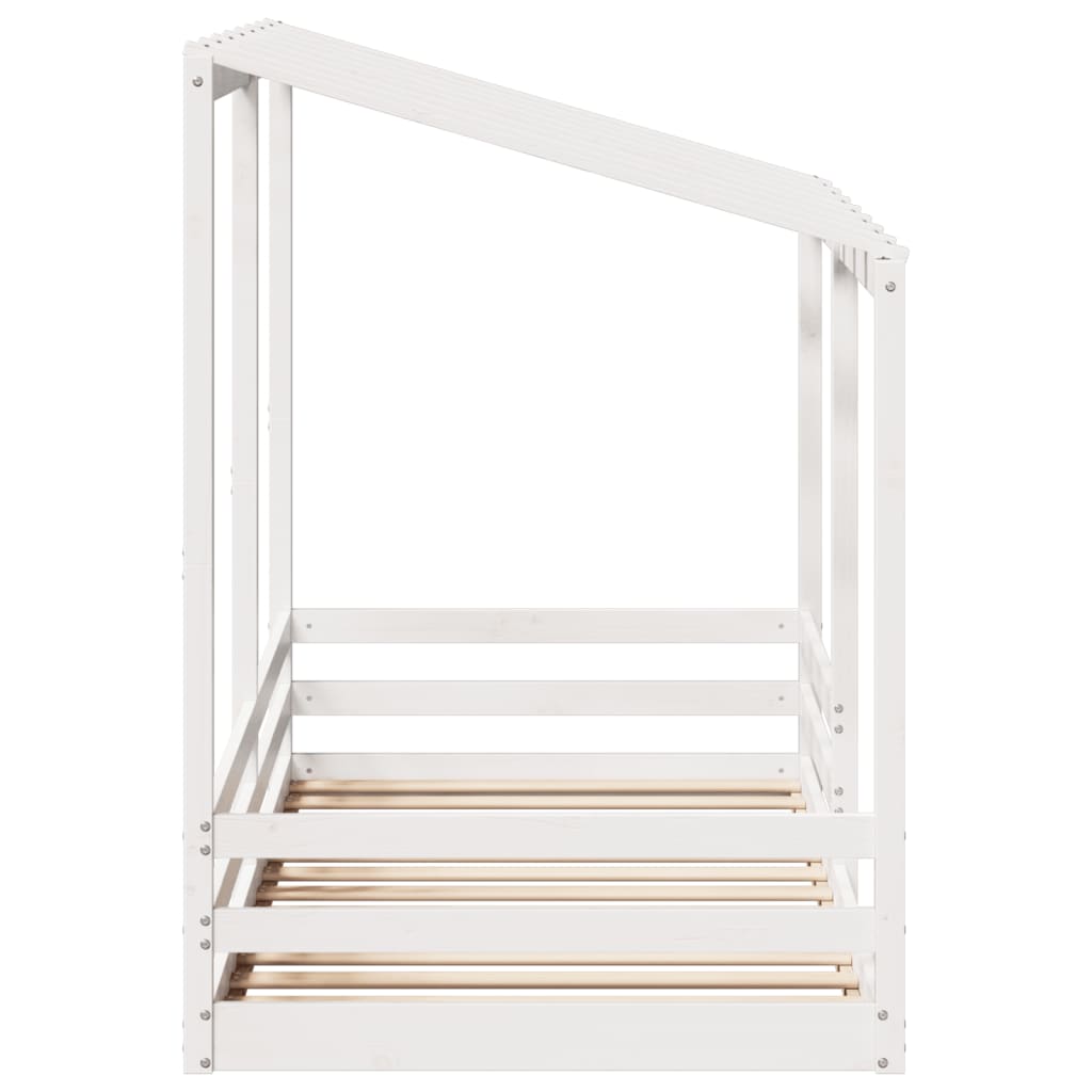 Letto per Bambini con Tetto Bianco 90x200cm Legno Massello Pino - homemem39