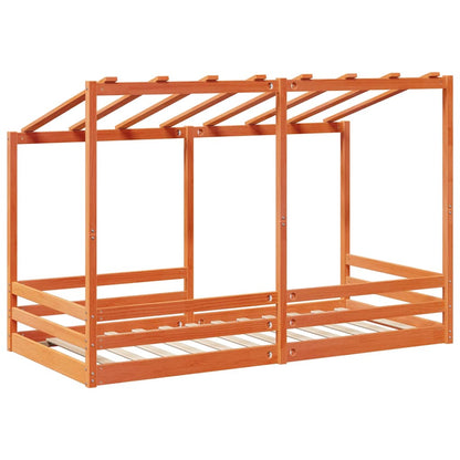 Letto Bambini con Tetto Marrone Cera 90x200 cm Massello Pino | homemem39