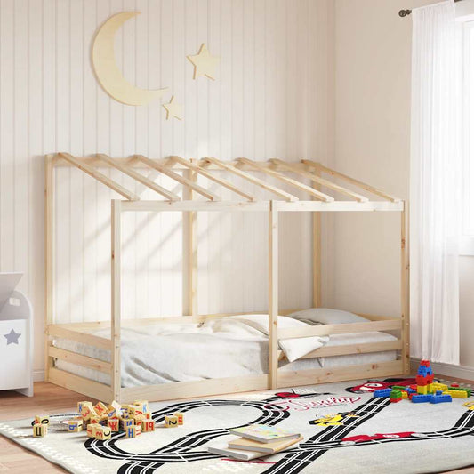 Letto Bambini con Tetto Bianco 80x200 cm Legno Massello di Pino | homemem39
