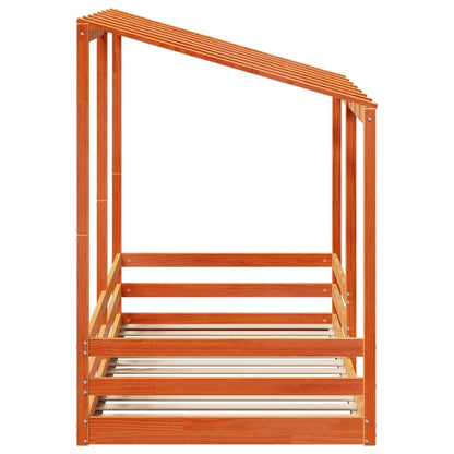 Letto Bambini con Tetto Marrone Cera 80x200 cm Massello Pino | homemem39