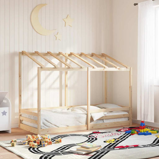 Letto per Bambini con Tetto 90x190 cm in Legno Massello di Pino | homemem39