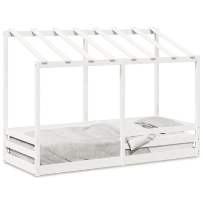Letto per Bambini con Tetto Bianco 90x190cm Legno Massello Pino - homemem39