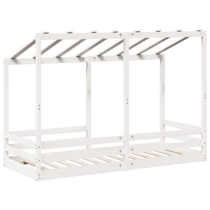 Letto per Bambini con Tetto Bianco 90x190cm Legno Massello Pino - homemem39