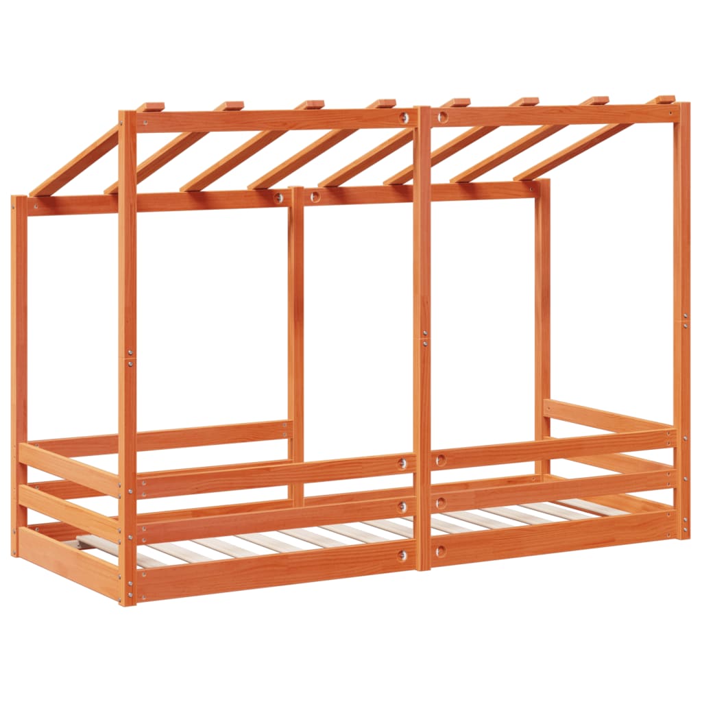 Letto Bambini con Tetto Marrone Cera 90x190 cm Massello Pino - homemem39