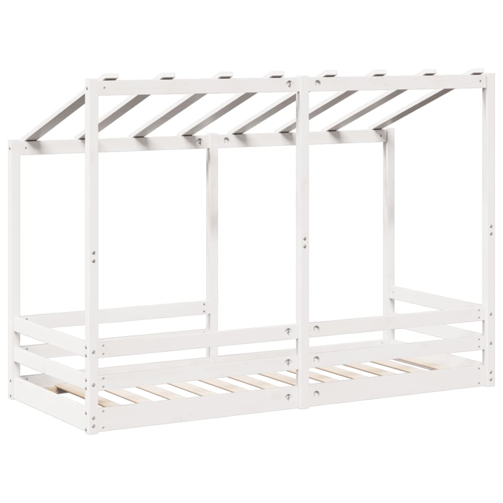 Letto per Bambini con Tetto Bianco 75x190cm Legno Massello Pino - homemem39