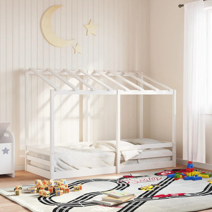 Letto per Bambini con Tetto Bianco 75x190cm Legno Massello Pino - homemem39