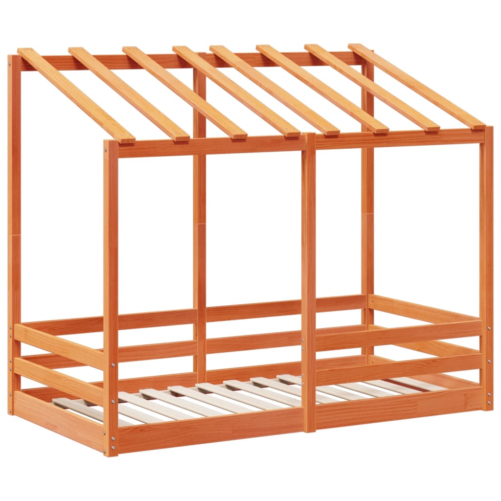 Letto Bambini con Tetto Marrone Cera 70x140 cm Massello Pino - homemem39