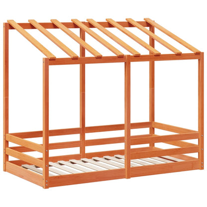 Letto Bambini con Tetto Marrone Cera 70x140 cm Massello Pino - homemem39