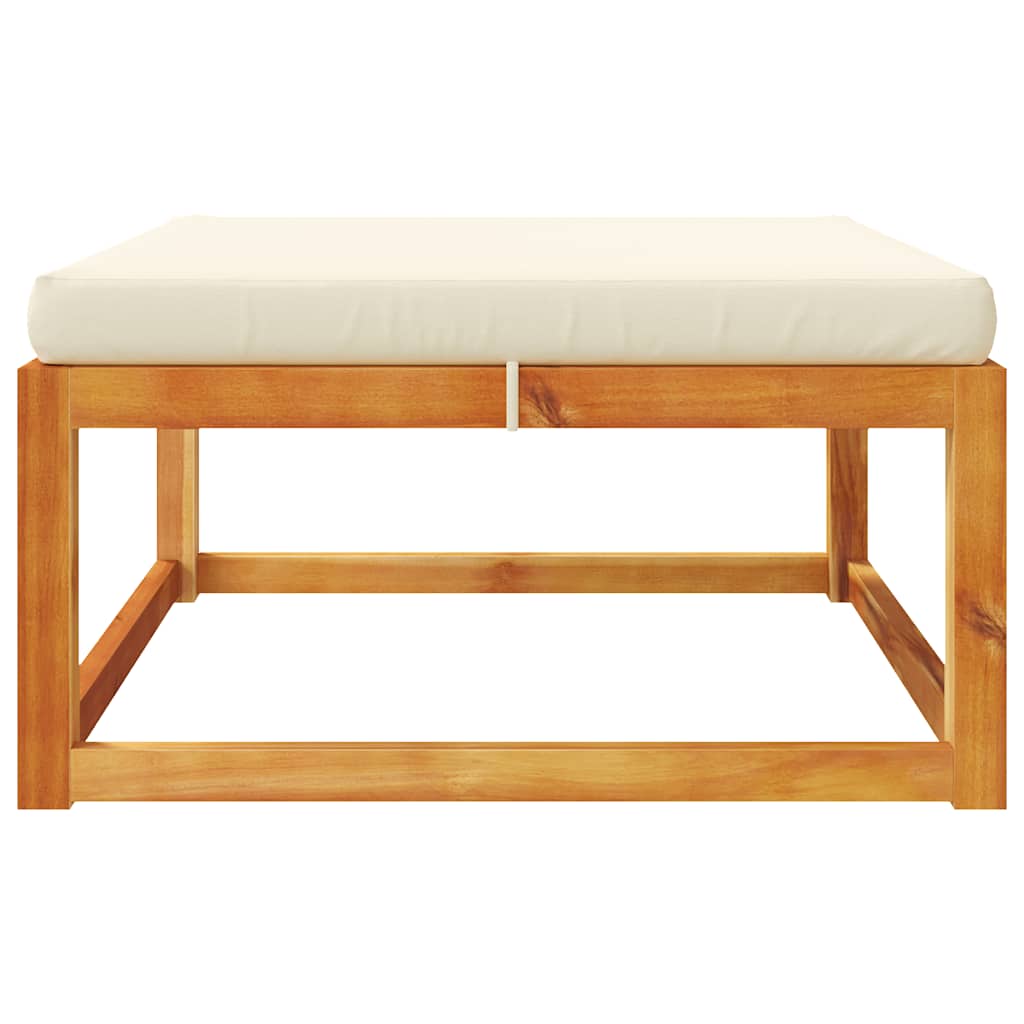 Poggiapiedi Giardino con Cuscino 65x65x29 Legno Massello Acacia | homemem39