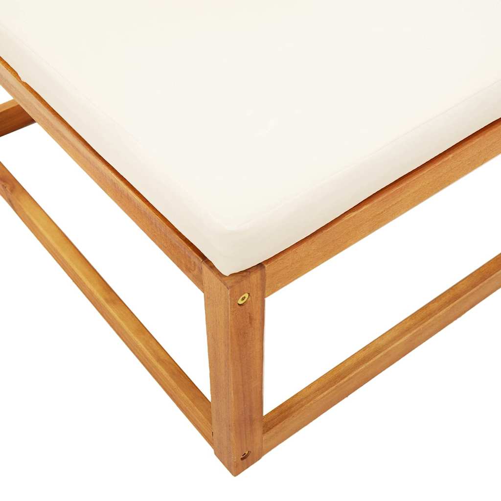 Poggiapiedi Giardino con Cuscino 65x65x29 Legno Massello Acacia | homemem39