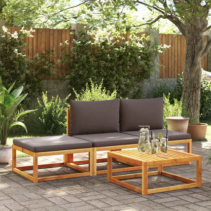 Poggiapiedi Giardino con Cuscino 65x65x29 Legno Massello Acacia | homemem39