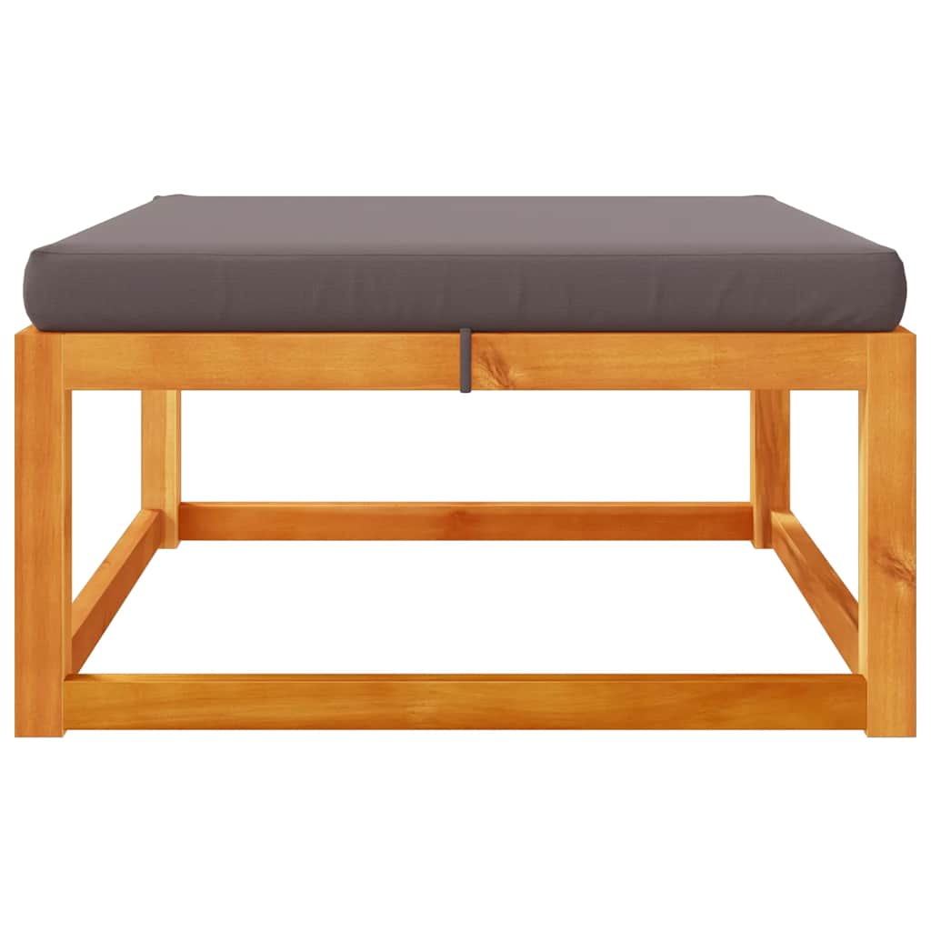 Poggiapiedi Giardino con Cuscino 65x65x29 Legno Massello Acacia | homemem39