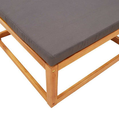 Poggiapiedi Giardino con Cuscino 65x65x29 Legno Massello Acacia | homemem39
