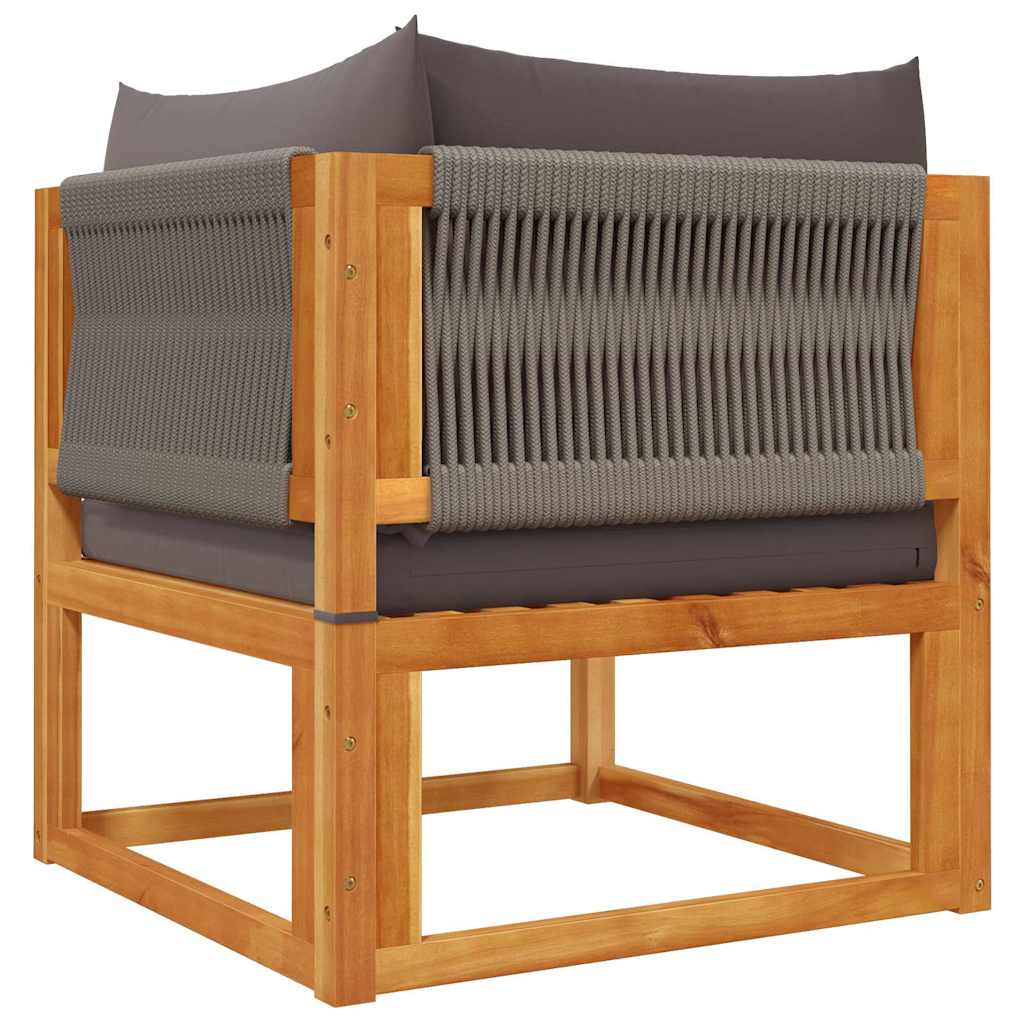 Divano da giardino angolare con cuscini in legno di acacia e corda | homemem39