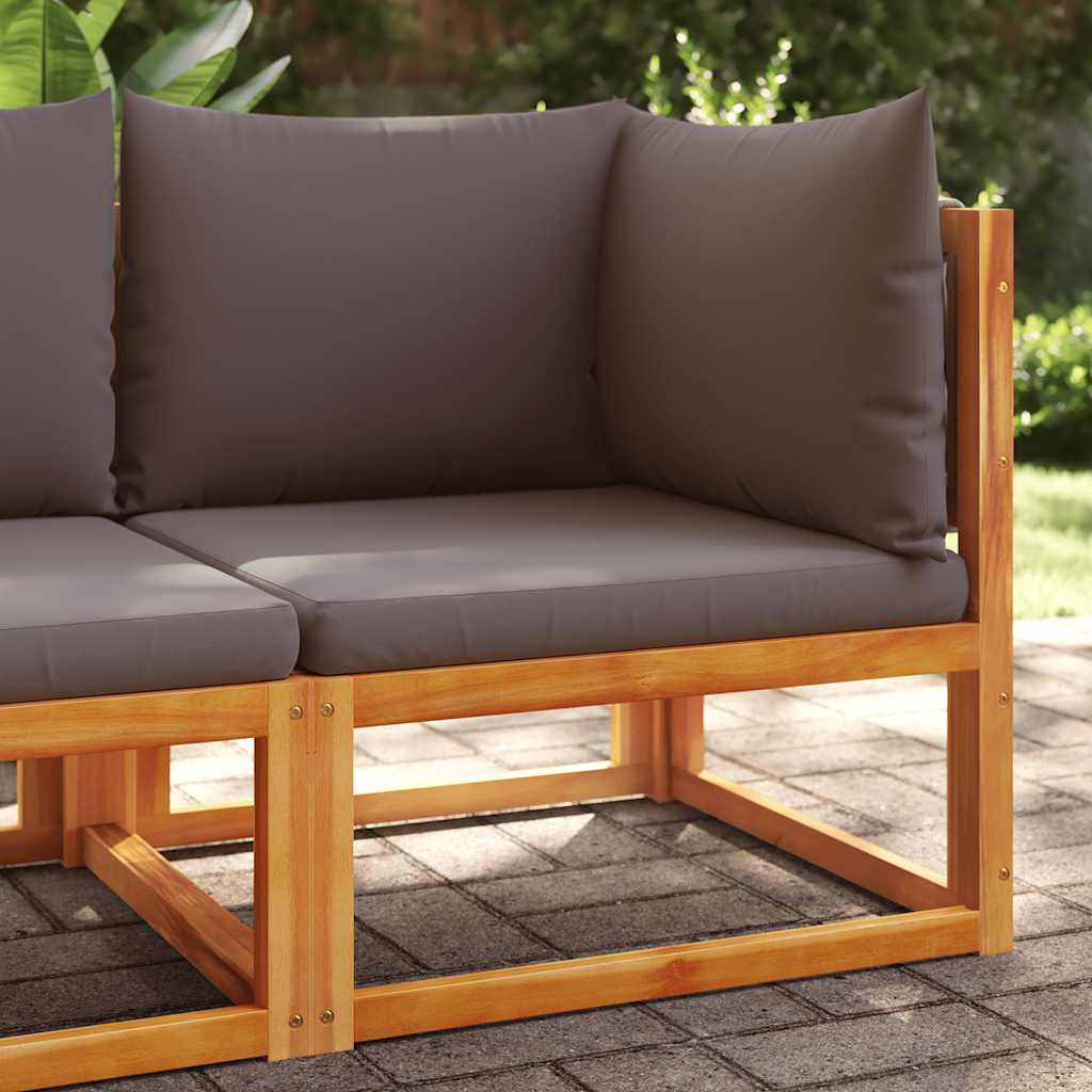 Divano da giardino angolare con cuscini in legno di acacia e corda | homemem39