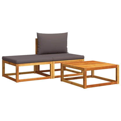 Set di divani da giardino 3 pezzi con cuscini in legno di acacia e corda | homemem39