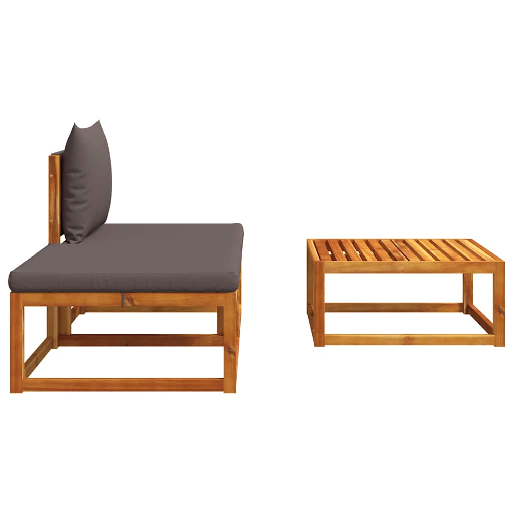 Set di divani da giardino 3 pezzi con cuscini in legno di acacia e corda | homemem39