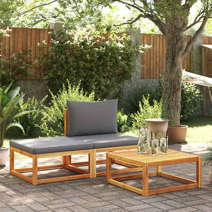 Set di divani da giardino 3 pezzi con cuscini in legno di acacia e corda