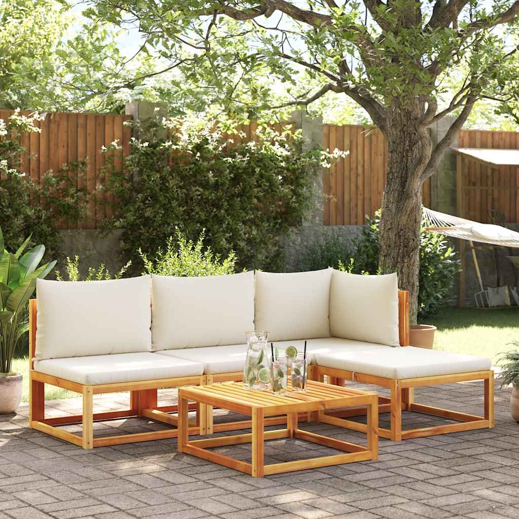 Divano da giardino senza braccioli con cuscini in legno di acacia e corda | homemem39