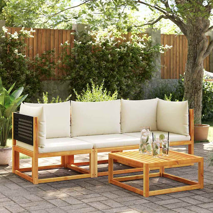 Divano da giardino angolare con cuscini in legno di acacia e rattan | homemem39