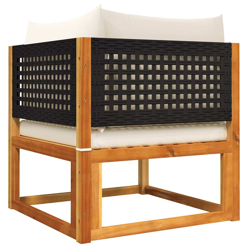 Divano da giardino angolare con cuscini in legno di acacia e rattan | homemem39