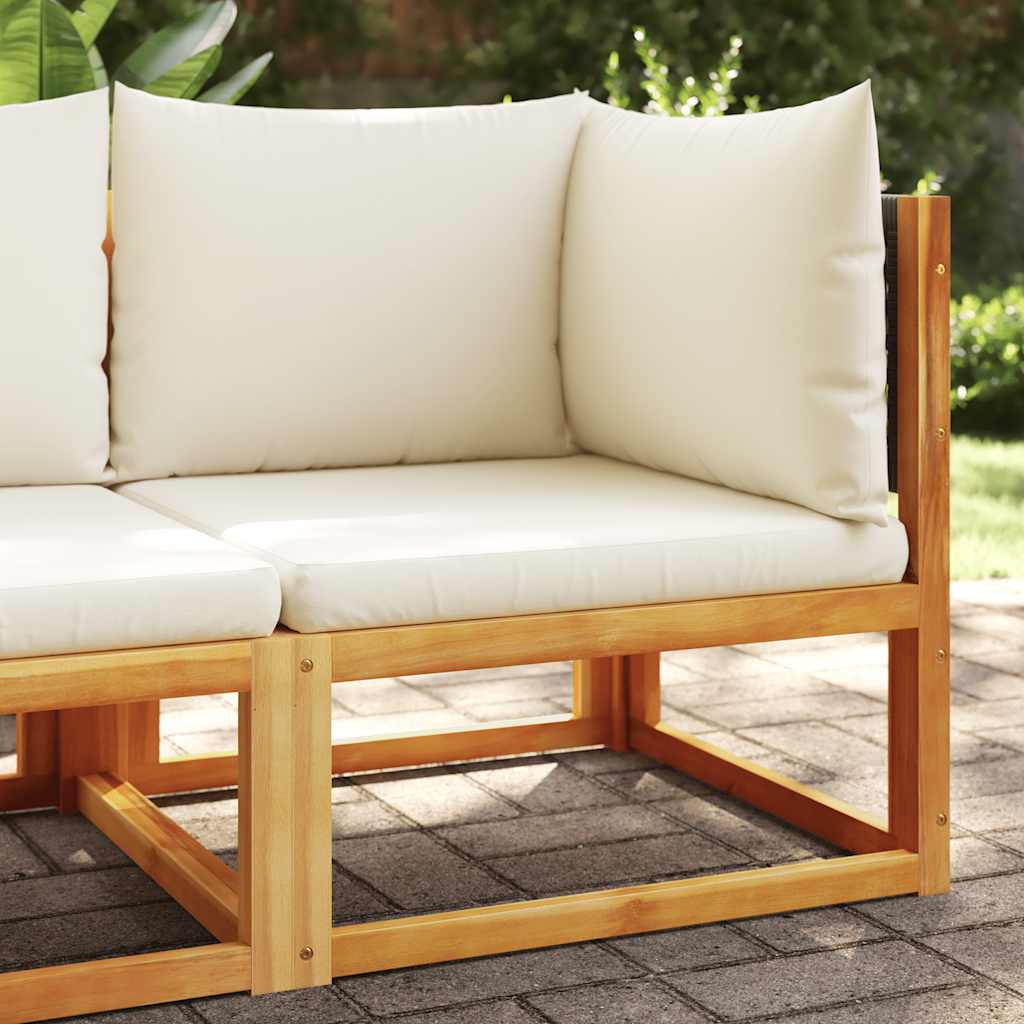 Divano da giardino angolare con cuscini in legno di acacia e rattan | homemem39