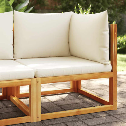 Divano da giardino angolare con cuscini in legno di acacia e rattan | homemem39