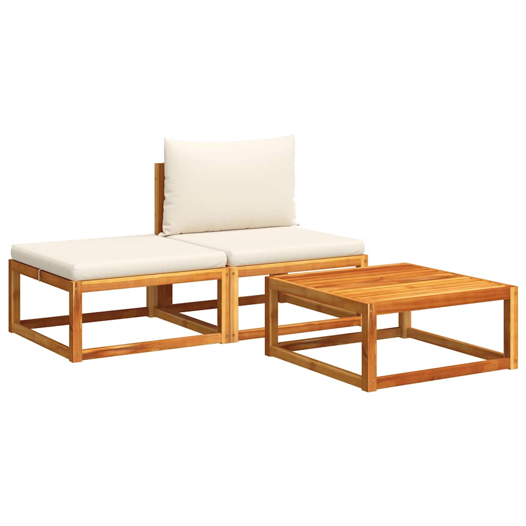 Set di divani da giardino 3 pezzi con cuscini in legno di acacia e rattan | homemem39