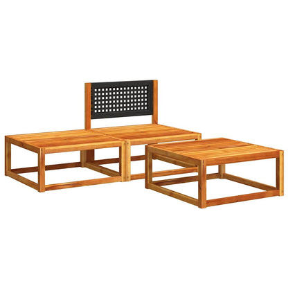 Set di divani da giardino 3 pezzi con cuscini in legno di acacia e rattan | homemem39