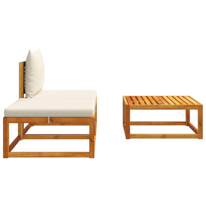 Set di divani da giardino 3 pezzi con cuscini in legno di acacia e rattan | homemem39