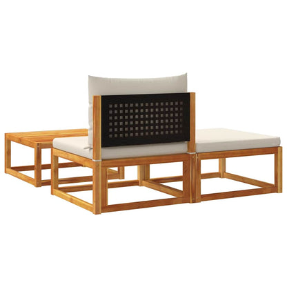 Set di divani da giardino 3 pezzi con cuscini in legno di acacia e rattan | homemem39