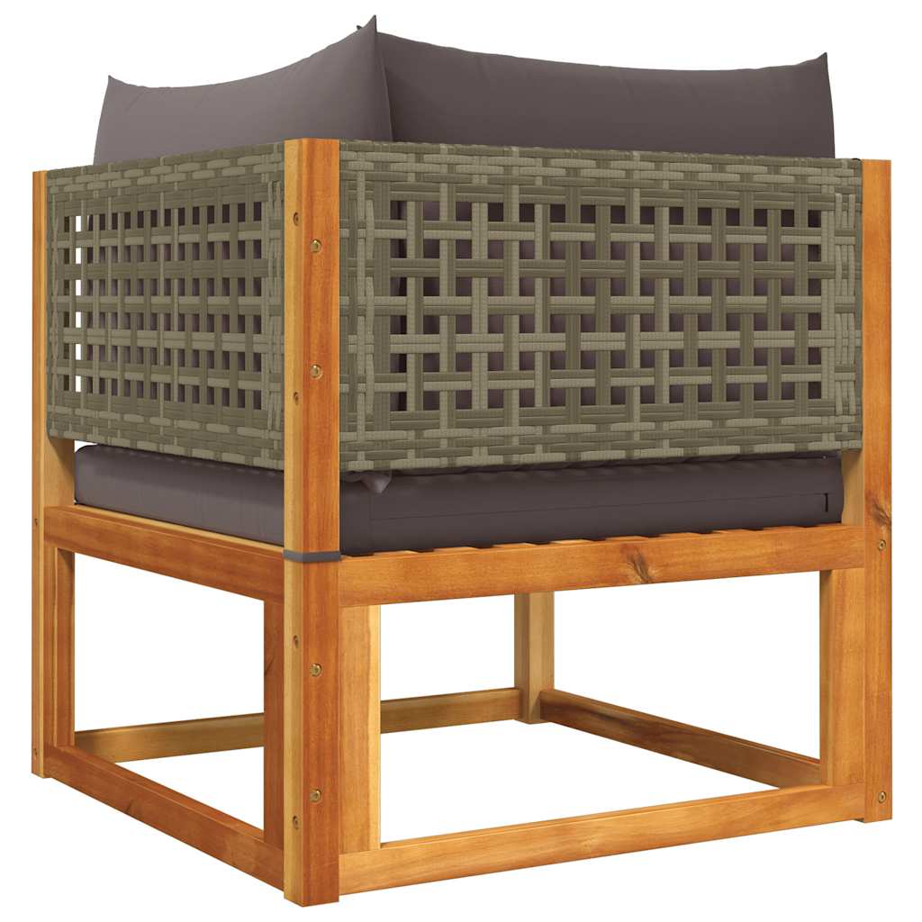 Divano da giardino angolare con cuscini in legno di acacia e rattan | homemem39