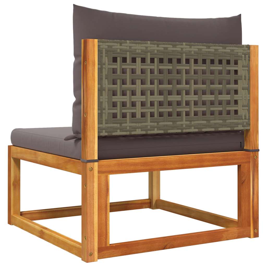 Divano da giardino senza braccioli con cuscini in legno di acacia e rattan | homemem39
