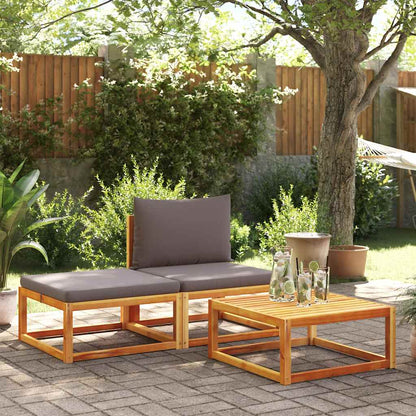 Set di divani da giardino 3 pezzi con cuscini in legno di acacia e rattan | homemem39
