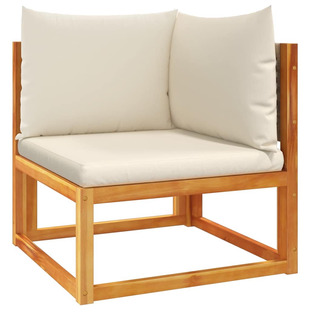 Divano da giardino angolare con cuscini in legno di acacia e rattan | homemem39